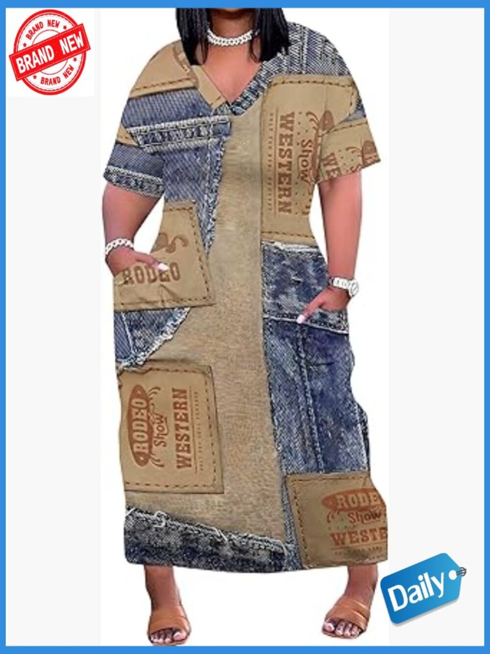 Womens Plus Size Maxi Tshirt Dress Short Sleeve V Neck Loose Soft Casual